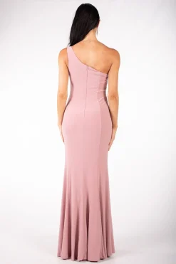 ABIGAIL One Shoulder Maxi Column Dress - Dusty Pink