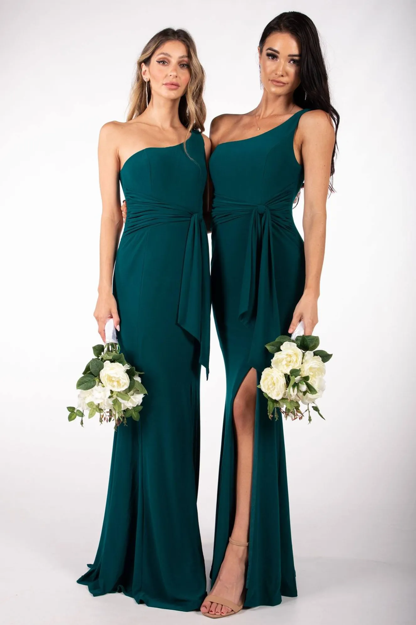 ABIGAIL One Shoulder Maxi Column Dress - Dark Green
