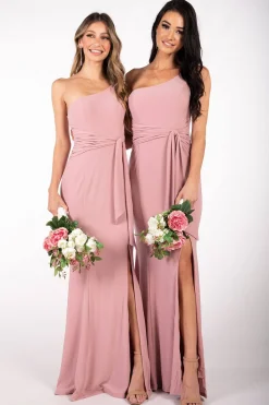 ABIGAIL One Shoulder Maxi Column Dress - Dusty Pink