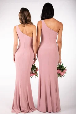 ABIGAIL One Shoulder Maxi Column Dress - Dusty Pink