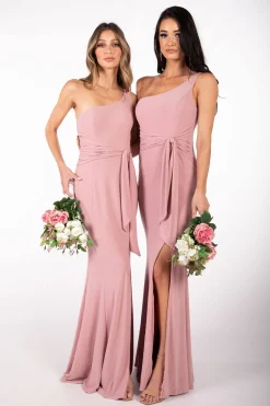 ABIGAIL One Shoulder Maxi Column Dress - Dusty Pink