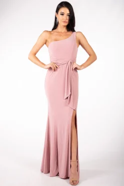 ABIGAIL One Shoulder Maxi Column Dress - Dusty Pink