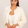 Alessia Shaggy Faux Fur Jacket - White