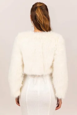 Alessia Shaggy Faux Fur Jacket - White