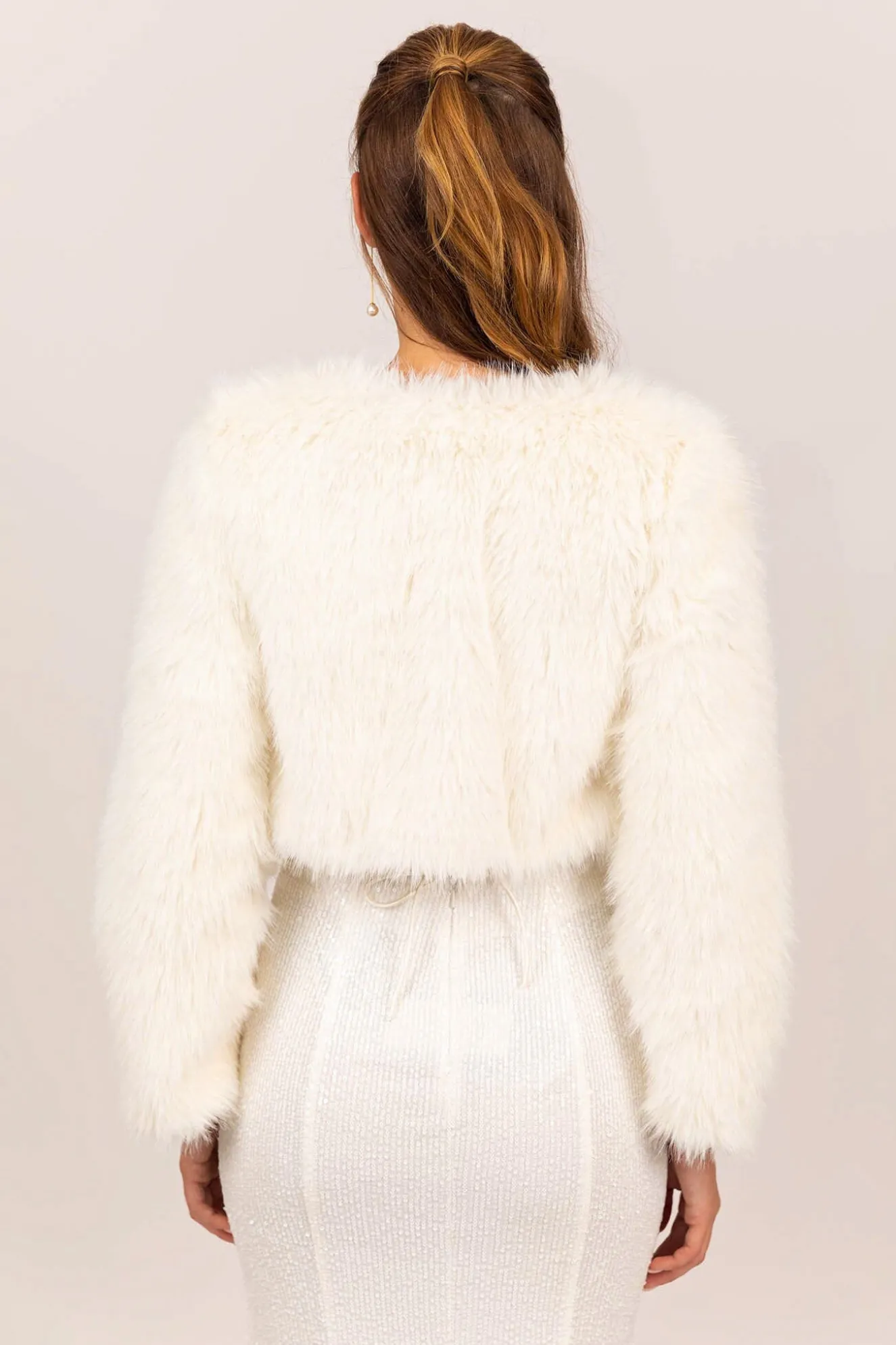 Alessia Shaggy Faux Fur Jacket - White