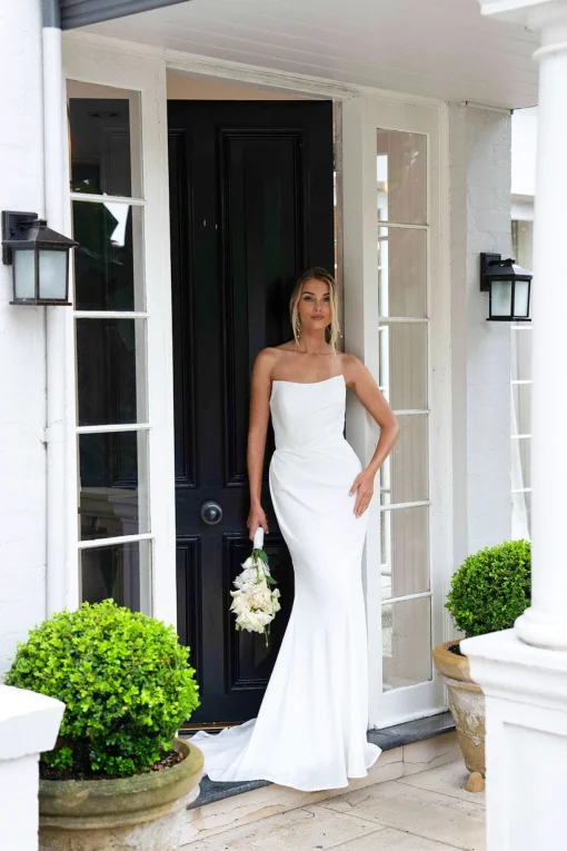 ALEXIA Strapless Satin Gown - Ivory