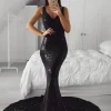 Amalfi Geometric Sequin Gown - Black