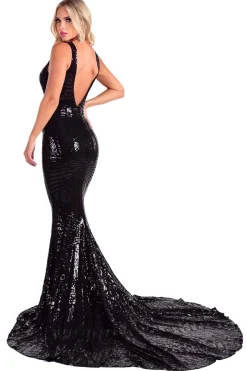 Amalfi Geometric Sequin Gown - Black