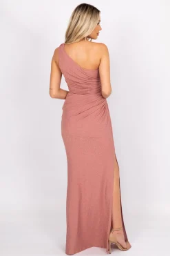 AMALI One Shoulder Maxi Dress - Dusty Pink (L - Clearance Sale)