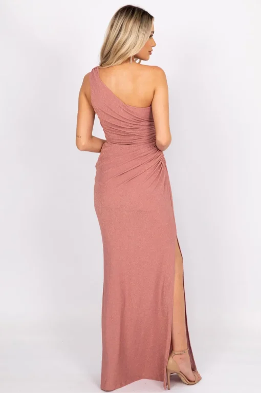 AMALI One Shoulder Maxi Dress - Dusty Pink (L - Clearance Sale)