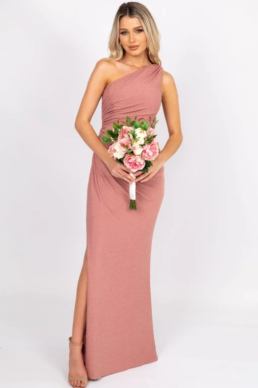 AMALI One Shoulder Maxi Dress - Dusty Pink (L - Clearance Sale)
