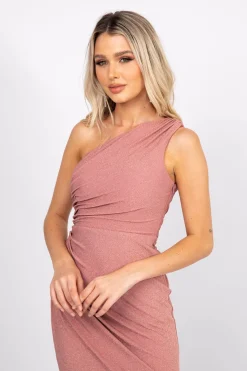 AMALI One Shoulder Maxi Dress - Dusty Pink (L - Clearance Sale)