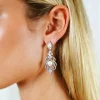 AMARA Pearl Zirconia Bridal Drop Earrings in Silver