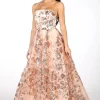 AMAYA Strapless Sequin Ball Gown - Rose Gold