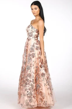 AMAYA Strapless Sequin Ball Gown - Rose Gold