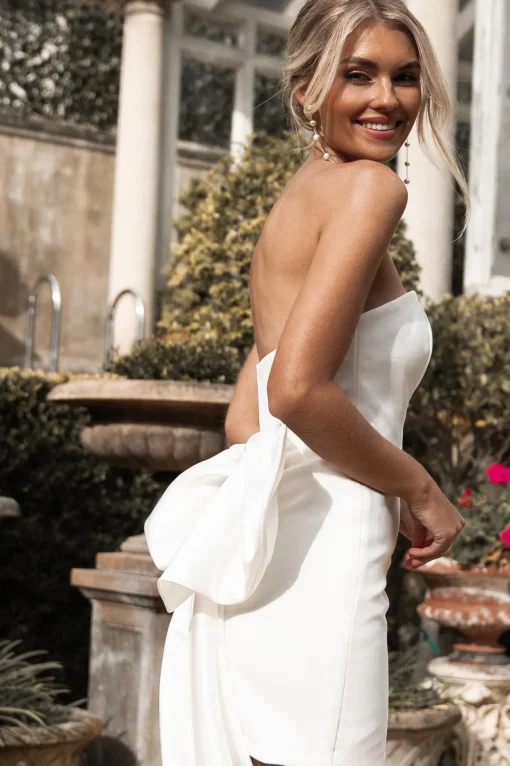 ANA Bow Mini Dress - Ivory