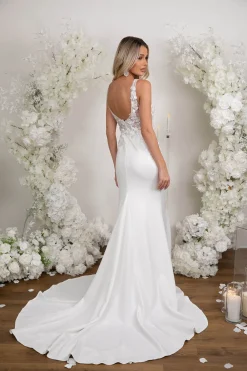 ANDREA Crepe Gown in Ivory