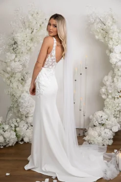 ANDREA Crepe Gown in Ivory
