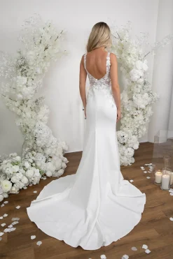 ANDREA Crepe Gown in Ivory