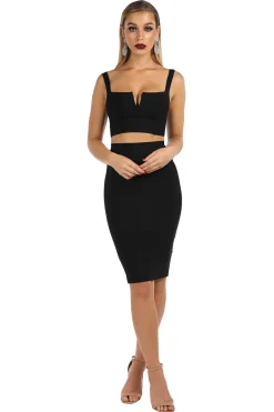 Angeline Bandage Crop Top - Black