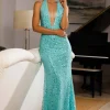 Arabella Embellished Gown - Turquoise