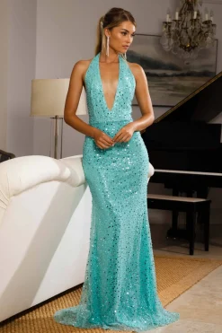 Arabella Embellished Gown - Turquoise