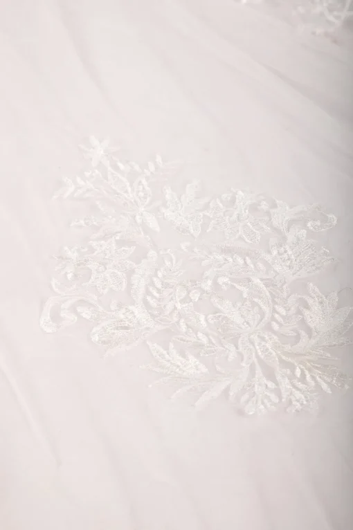 ASTER Long Wedding Veil with Lace Appliques
