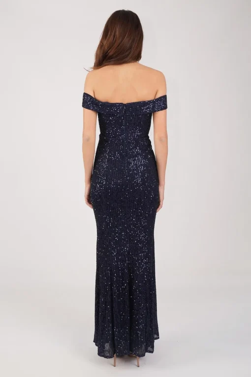 Astrid Off Shoulder Sequin Maxi Dress - Navy