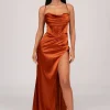AYANA Corset Satin Gown - Burnt Orange
