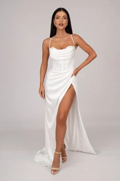 AYANA Corset Satin Gown - Ivory