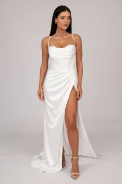 AYANA Corset Satin Gown - Ivory