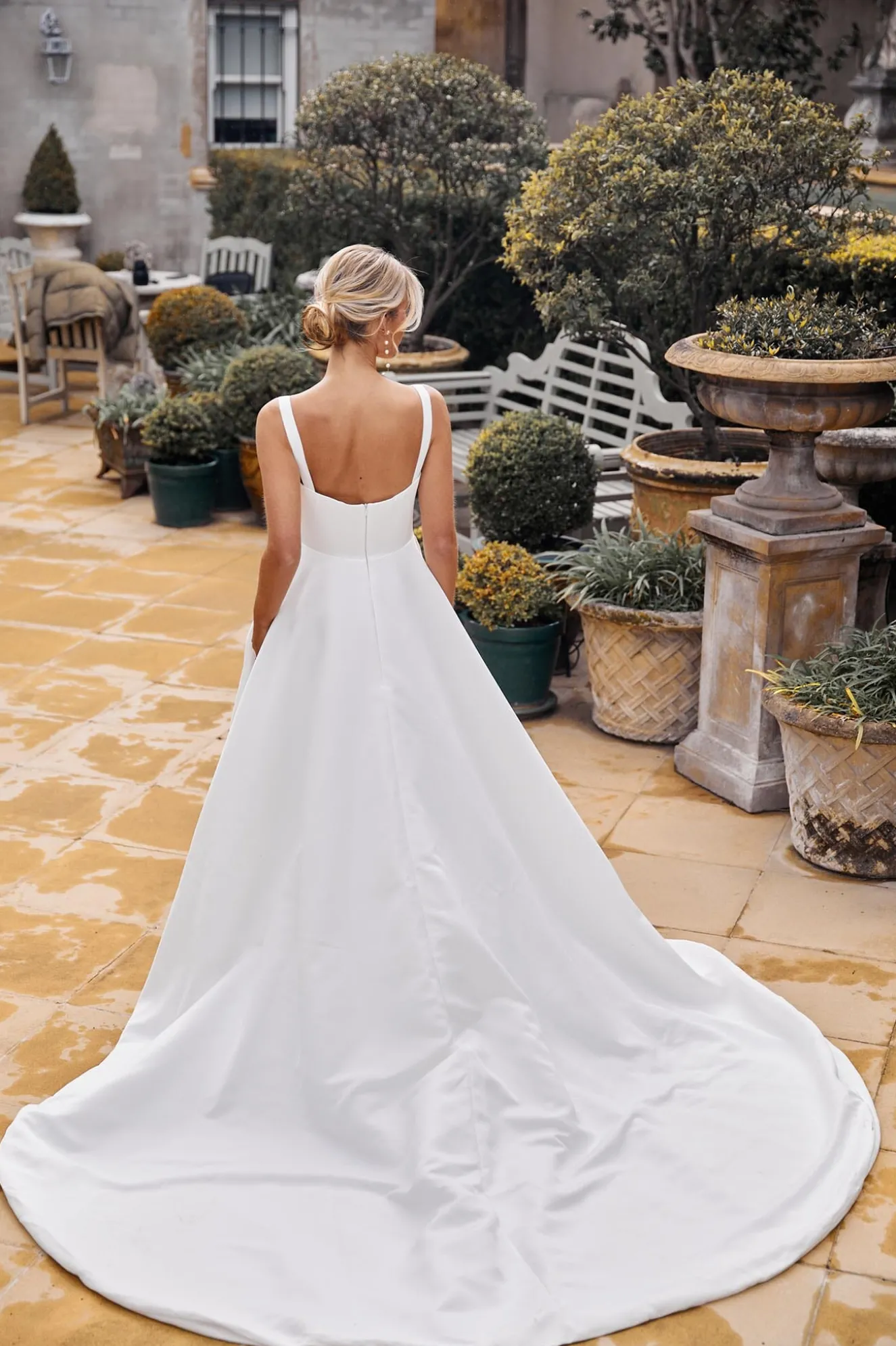 BIANCA Square Neck A-line Satin Gown - Ivory