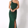CALI One Shoulder Maxi Dress - Shimmer Green