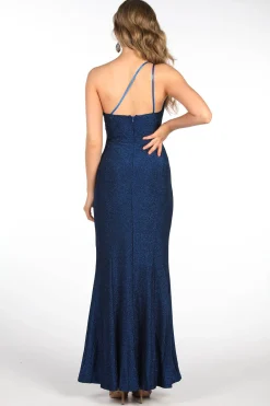 CALI One Shoulder Maxi Dress - Shimmer Blue