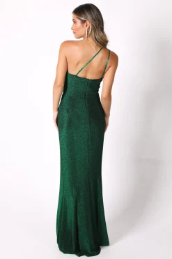 CALI One Shoulder Maxi Dress - Shimmer Green