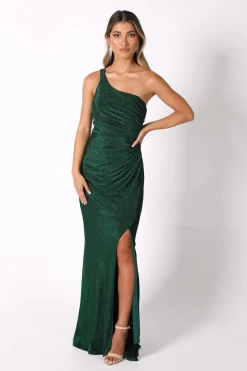 CALI One Shoulder Maxi Dress - Shimmer Green