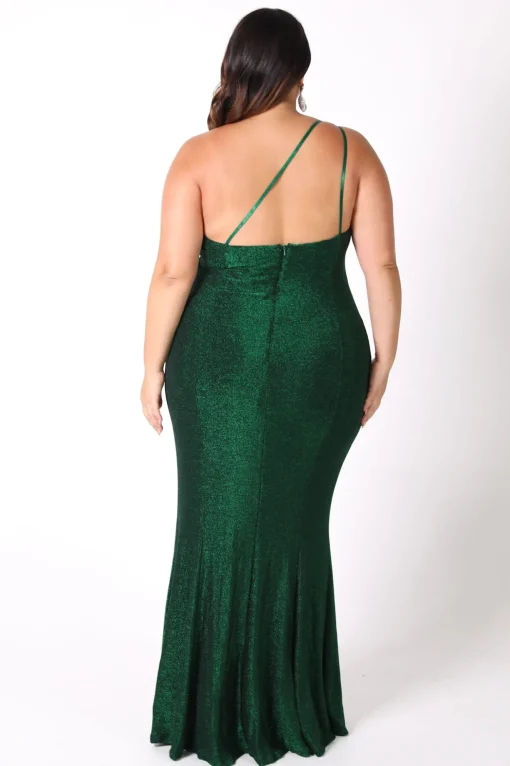 CALI One Shoulder Maxi Dress - Shimmer Green