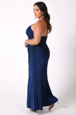 CALI One Shoulder Maxi Dress - Shimmer Blue