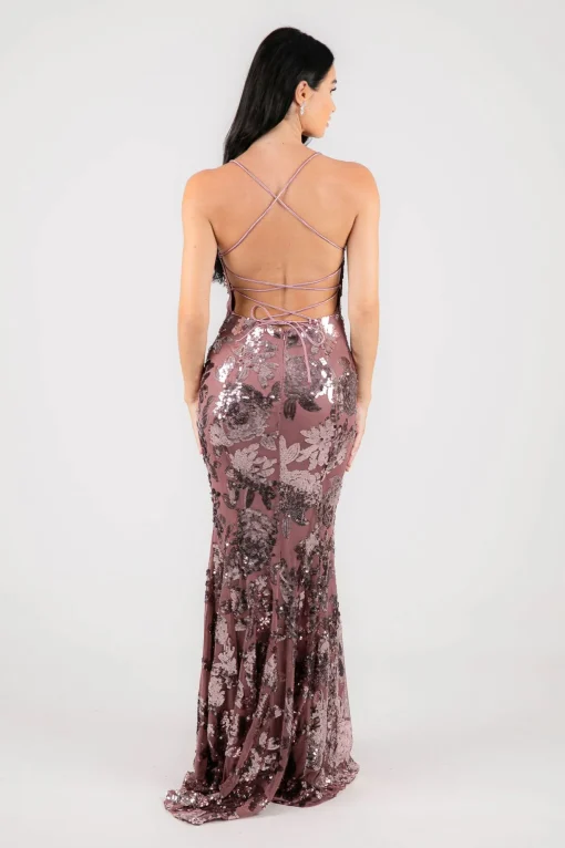 Calista Sequin Gown - Dusty Rose