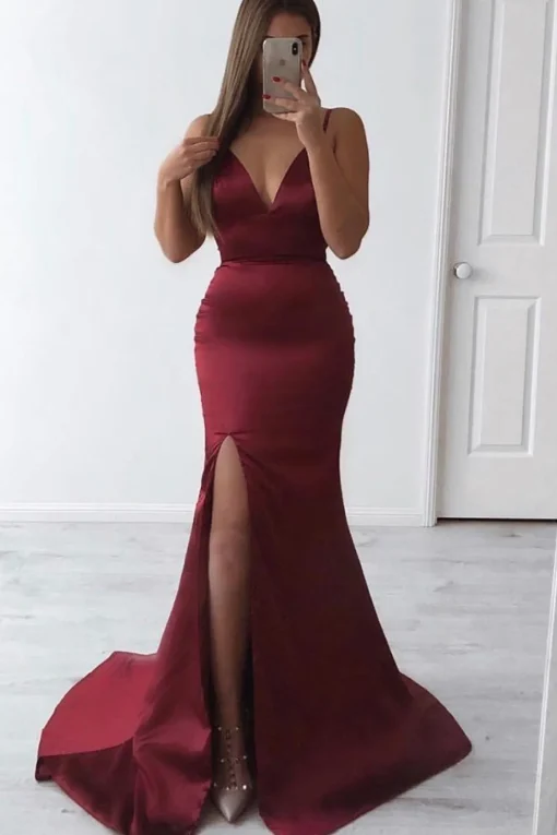 Caterina Satin Gown - Deep Red (S - Clearance Sale)