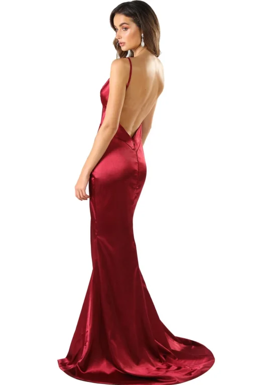 Caterina Satin Gown - Deep Red (S - Clearance Sale)
