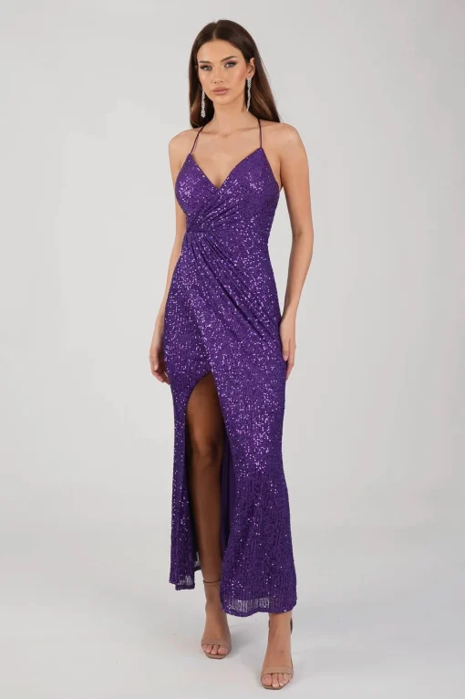 Clarice Sequin Maxi Dress - Purple