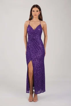 Clarice Sequin Maxi Dress - Purple