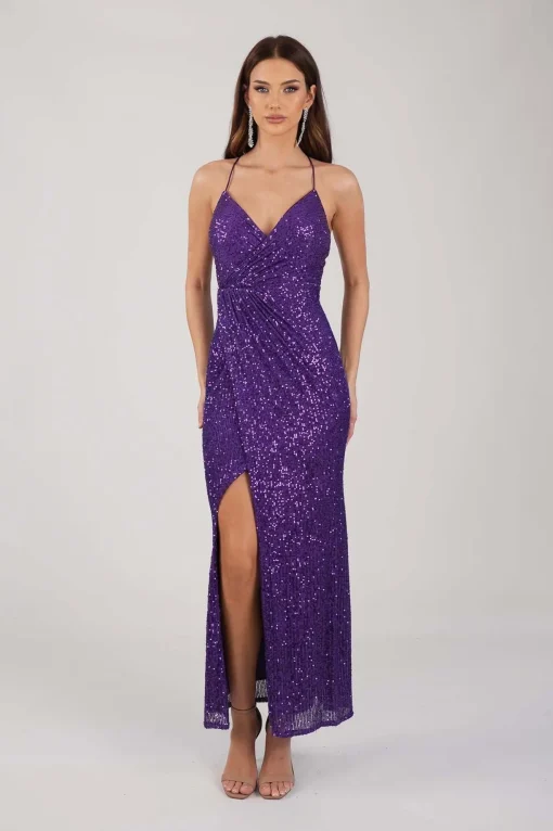 Clarice Sequin Maxi Dress - Purple