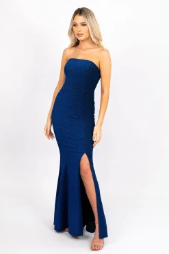 Cleo Strapless Maxi Dress - Shimmer Blue