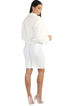 Cropped Faux Fur Coat - White