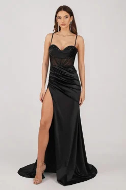CRYSTAL Corset Gown - Black