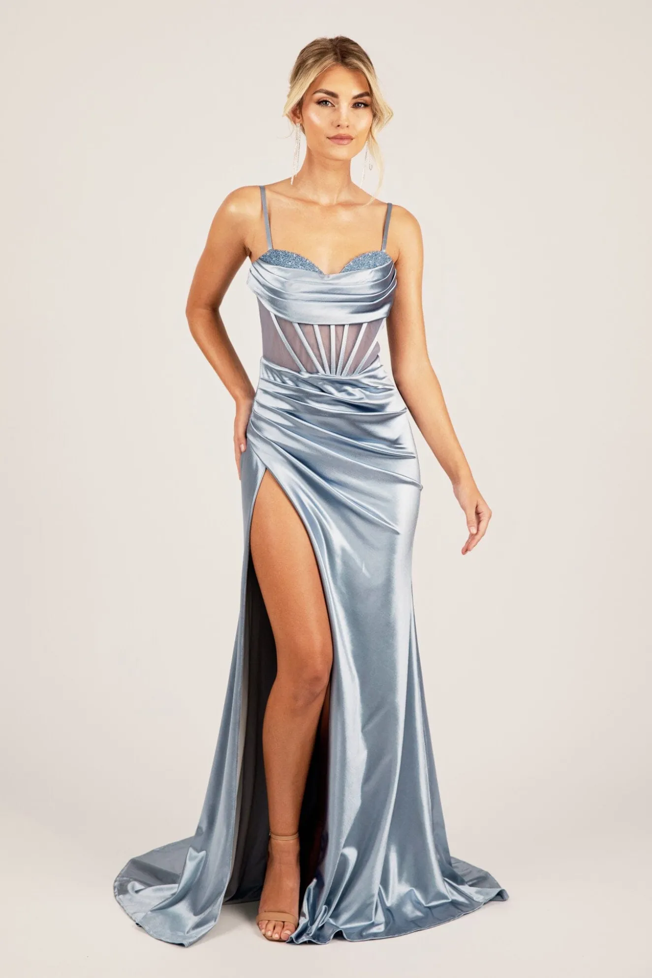 CRYSTAL Corset Gown - Ice Blue