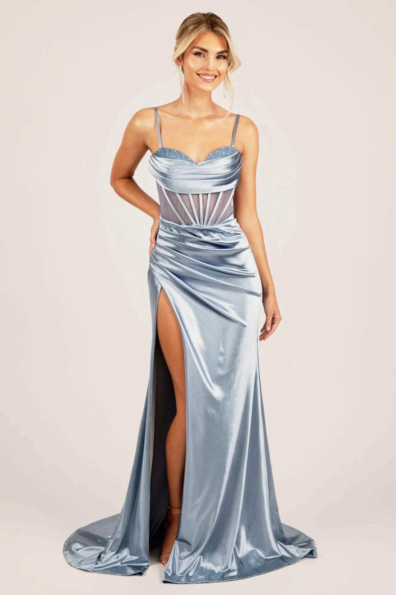 CRYSTAL Corset Gown - Ice Blue