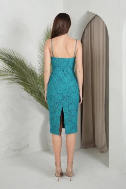 Eileen Lace Midi Dress - Teal